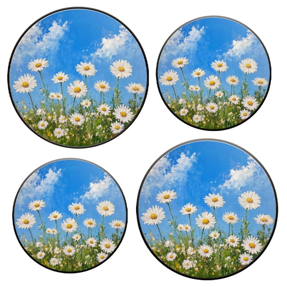 Electric Stove Top Covers Set of 4 for Range Accessories, Blooming Daisies Below The Blue Sky Gas Stove Top Covers for Expanding Counter Space Stovetop Decor