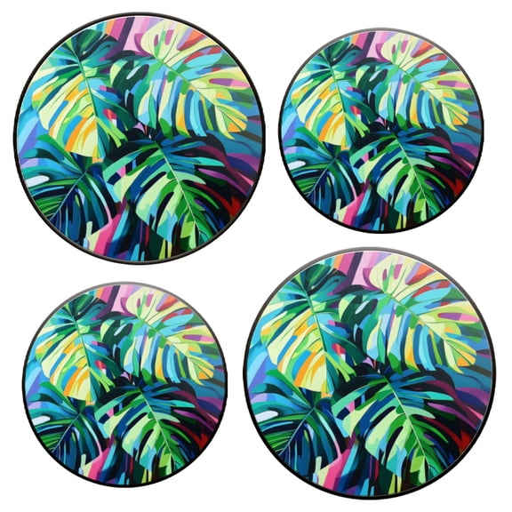 Electric Stove Top Covers Set of 4 for Range Accessories, Brightly Colored Tortoise-Backed Bamboo Leaves Gas Stove Top Covers for Expanding Counter Space Stovetop Decor