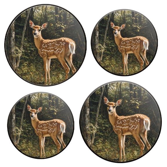 Electric Stove Top Covers Set of 4 for Range Accessories, Cute Deer Standing In The Forest Gas Stove Top Covers for Expanding Counter Space Stovetop Decor