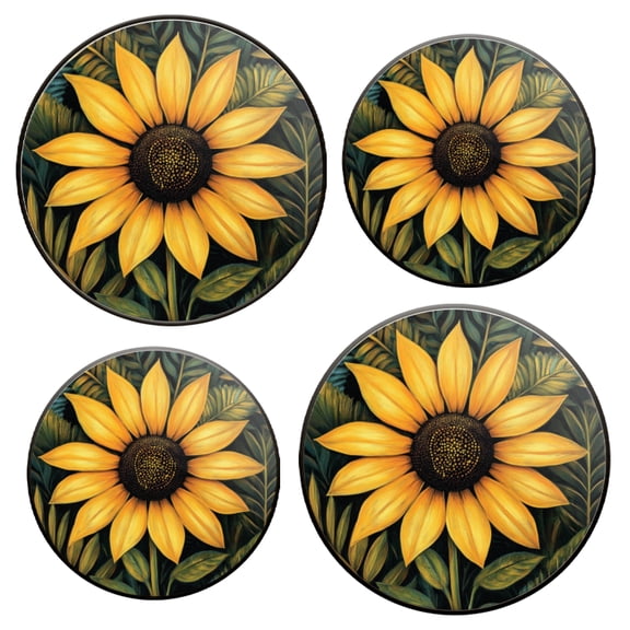 Electric Stove Top Covers Set of 4 for Range Accessories, Exquisite Foliage - Wrapped Sunflower Gas Stove Top Covers for Expanding Counter Space Stovetop Decor