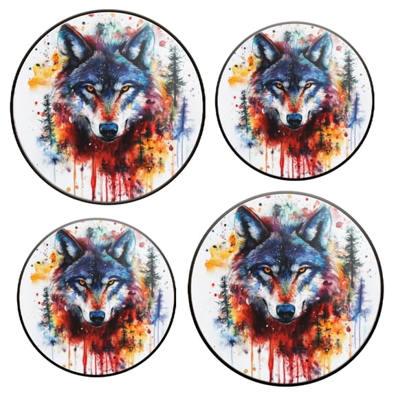 Electric Stove Top Covers Set of 4 for Range Accessories, Exquisite Inked - Effect Wolf Gas Stove Top Covers for Expanding Counter Space Stovetop Decor