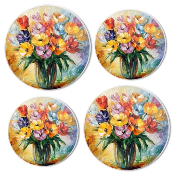Electric Stove Top Covers Set of 4 for Range Accessories, Exquisite Vivid - Colored Tulips Gas Stove Top Covers for Expanding Counter Space Stovetop Decor
