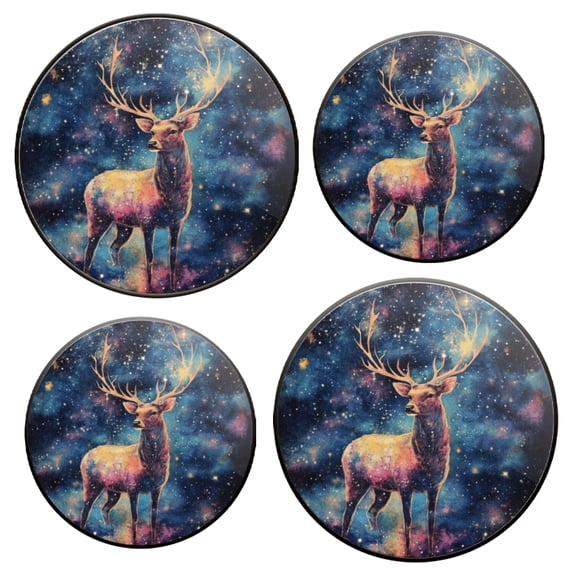 Electric Stove Top Covers Set of 4 for Range Accessories, Fantastical Deer Stand In Starry Backdrop Gas Stove Top Covers for Expanding Counter Space Stovetop Decor