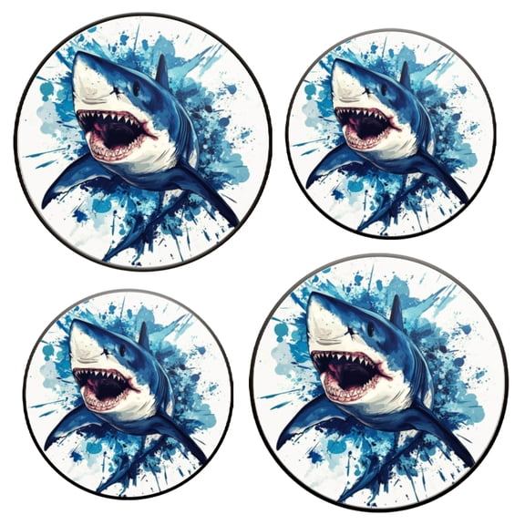 Electric Stove Top Covers Set of 4 for Range Accessories, Fierce - Looking Shark Oil Painting Gas Stove Top Covers for Expanding Counter Space Stovetop Decor