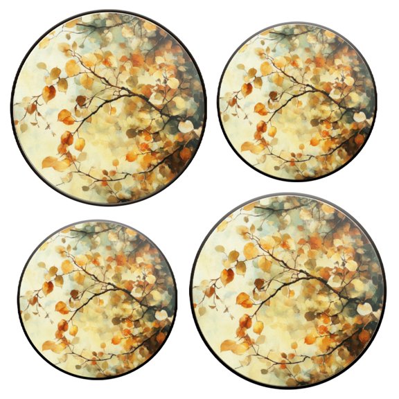 Electric Stove Top Covers Set of 4 for Range Accessories, Golden And Orange Leaves On Branch Gas Stove Top Covers for Expanding Counter Space Stovetop Decor