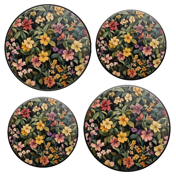 Electric Stove Top Covers Set of 4 for Range Accessories, Lush Orange - Bloom Ensemble Gas Stove Top Covers for Expanding Counter Space Stovetop Decor