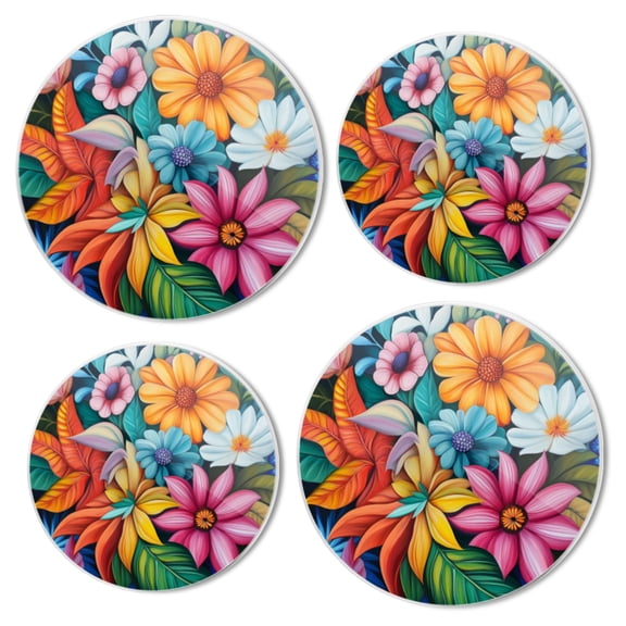 Electric Stove Top Covers Set of 4 for Range Accessories, Many Brightly Colored Flowers Gas Stove Top Covers for Expanding Counter Space Stovetop Decor