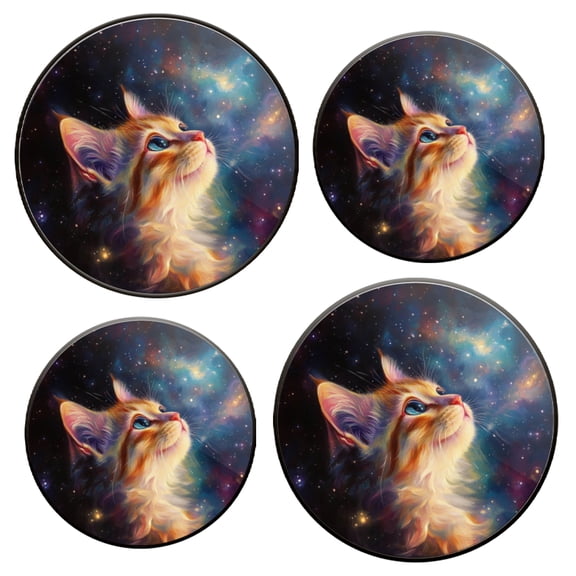 Electric Stove Top Covers Set of 4 for Range Accessories, Orange Cat Looks Up In Starry Sky Gas Stove Top Covers for Expanding Counter Space Stovetop Decor