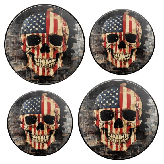 Electric Stove Top Covers Set of 4 for Range Accessories, Skull With American Flag On Surface Gas Stove Top Covers for Expanding Counter Space Stovetop Decor