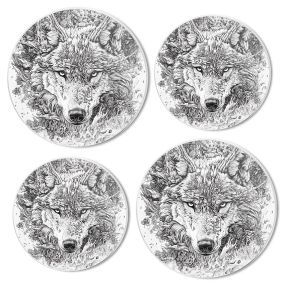 Electric Stove Top Covers Set of 4 for Range Accessories, Exquisite Ink - Drawn Wolf Gas Stove Top Covers for Expanding Counter Space Stovetop Decor