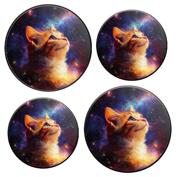Electric Stove Top Covers Set of 4 for Range Accessories, Orange Cat In Starry Sky Gas Stove Top Covers for Expanding Counter Space Stovetop Decor
