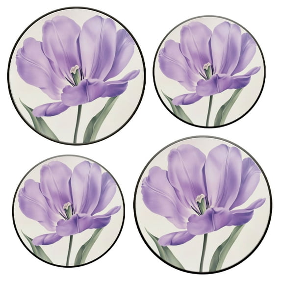 Electric Stove Top Covers Set of 4 for Range Accessories, Purple Tulip Petals Stretch Gas Stove Top Covers for Expanding Counter Space Stovetop Decor
