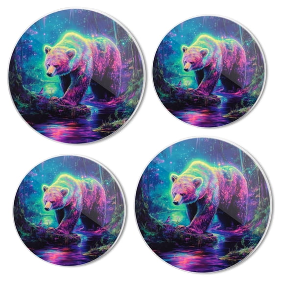 Electric Stove Top Covers Set of 4 for Range Accessories, Radiant Woodland Bear Gas Stove Top Covers for Expanding Counter Space Stovetop Decor