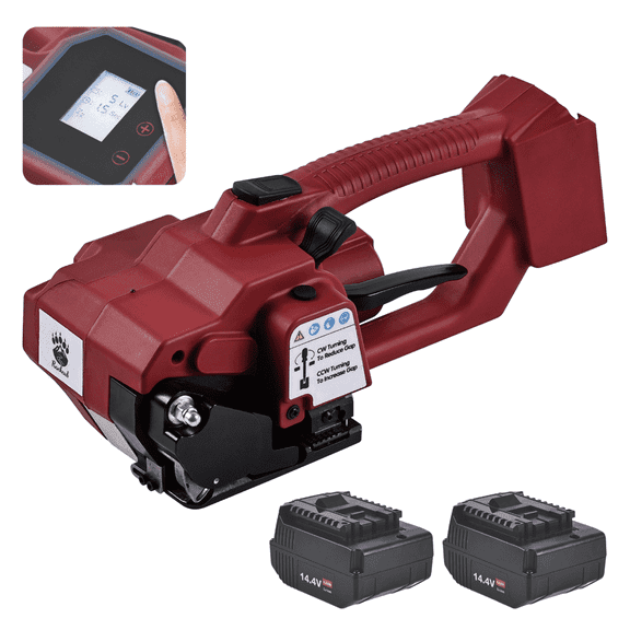 Electric Strapping Machine, 4500N Tension, LCD, 2*4,000 mAh Battery, for PET/PP Straps