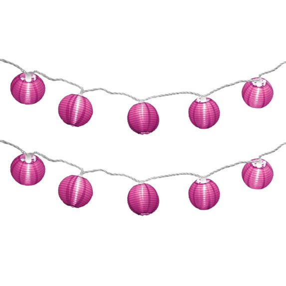 Electric String Lights with 10 Nylon Lanterns (Pink)