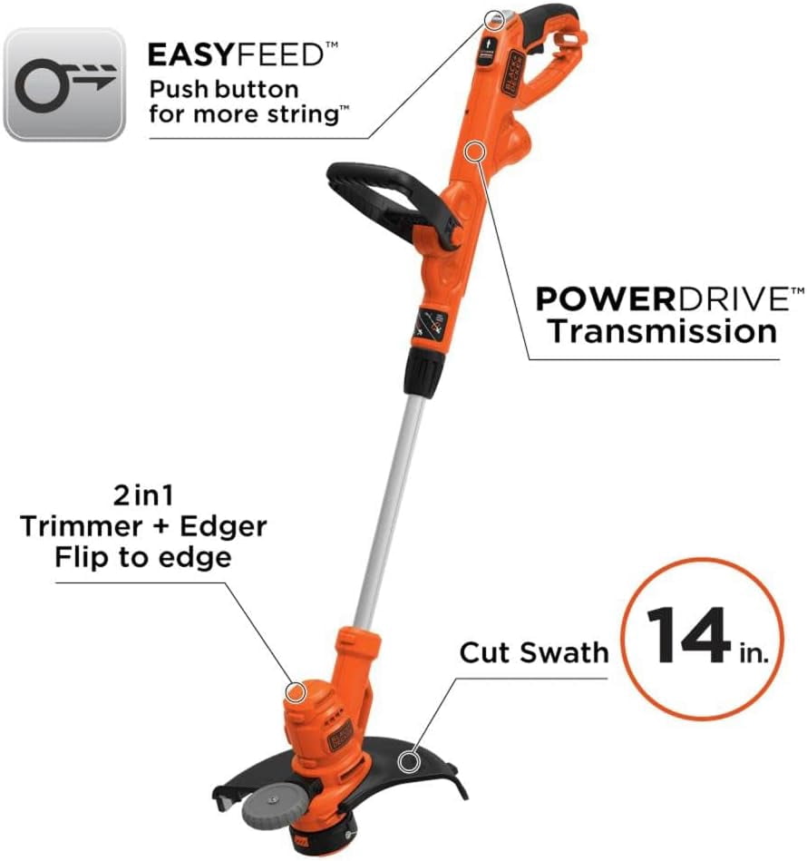 Electric String Trimmer 14-Inch with POWERDRIVE Transmission for Lawn and Garden