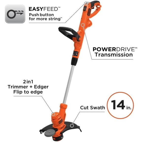 Electric String Trimmer 14-Inch with POWERDRIVE Transmission for Lawn and Garden
