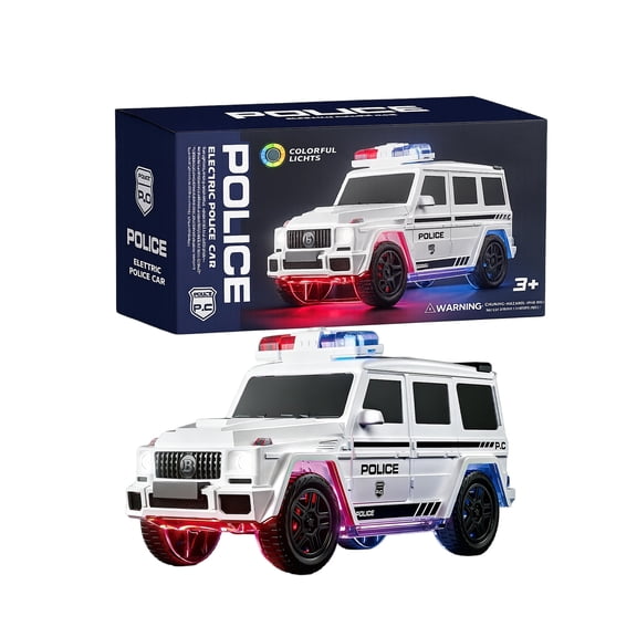 Electric Stunt Convertible Car Toy, Automatic Opening Doors, Colorful LED Light Effects with Realistic Sound, Electronic Motion Play Device, White