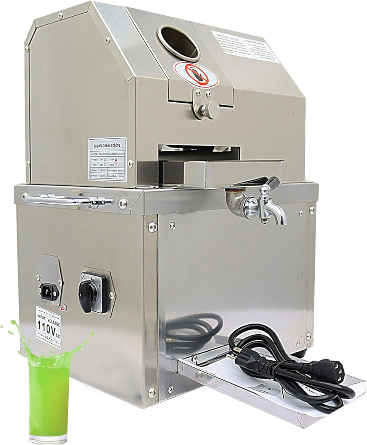 Electric Sugarcane Juicer Sugar Cane Press Juice Machine Commerical Desktop 110V 800W