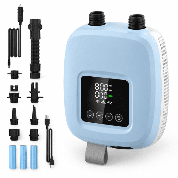 Electric Sup Air Pump 20psi High Inflator 59.2/44.4 Wh Rechargeable Low Noise Digital Display Auto Stop Dual Mode Inflation For K