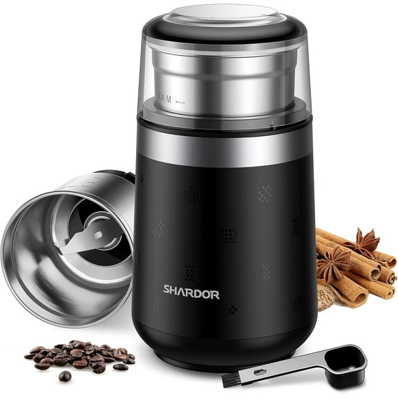Electric Super Silent Blade Coffee Grinder, Timed Grind Control Rotary Knob, Adjustable Coarse to Fine for Coffee Beans, Spices & Herbs, with 1 Removable Stainless Steel Bowl