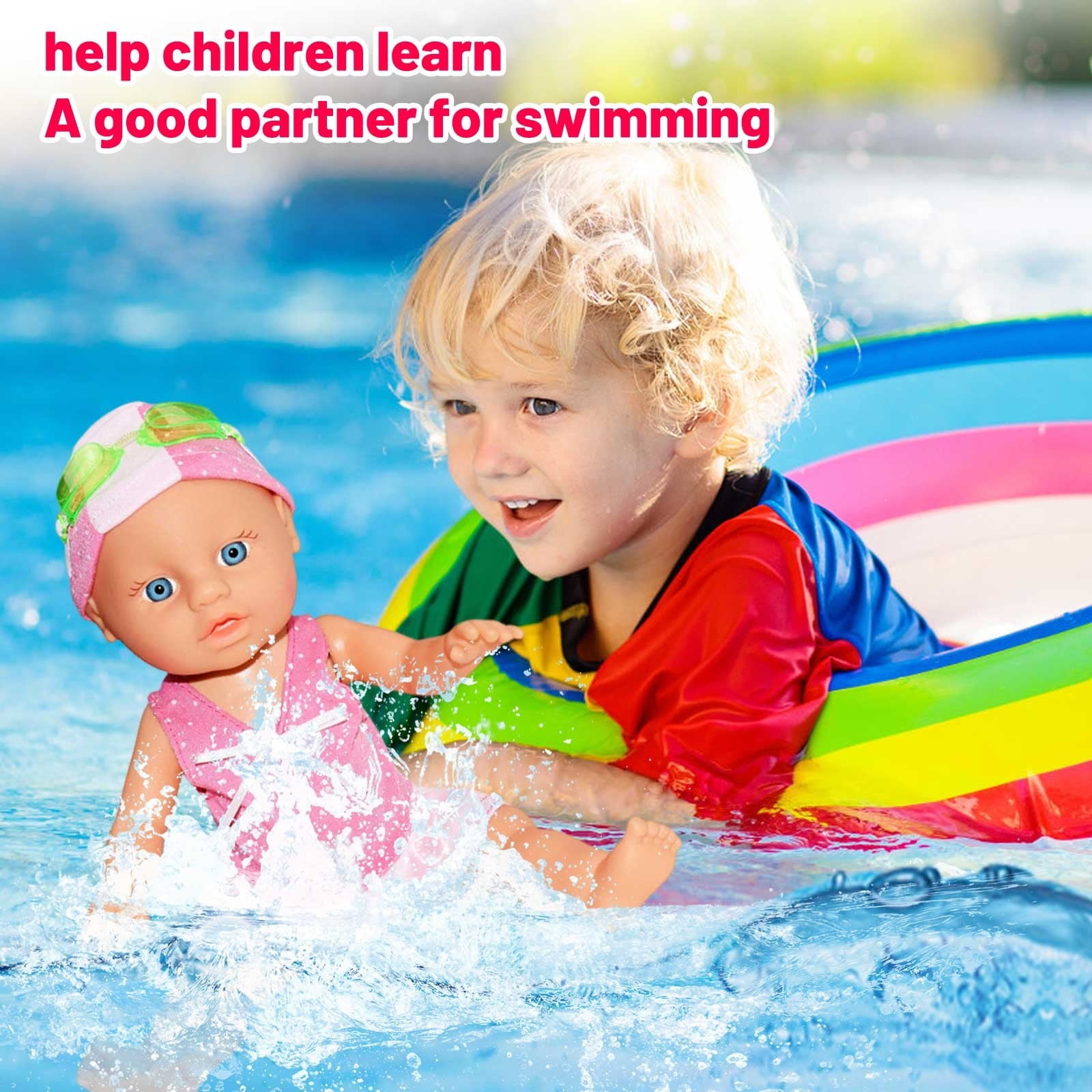 Electric Swimming Doll for Kids, Waterproof Movable Joints Bath Toy, Interactive Water Play Doll for Toddlers Swimming Pool Beach Bathing Summer Fun