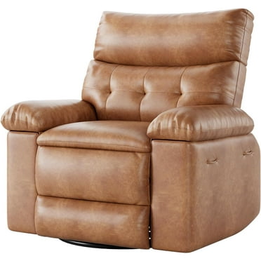 Electric Swivel Massage Chair,Power Rocking Recliner Chair with Vibration and Heating,Overstuffed Faux Leather Single Sofa Chair,Rocking Glider Chairs for Living Room