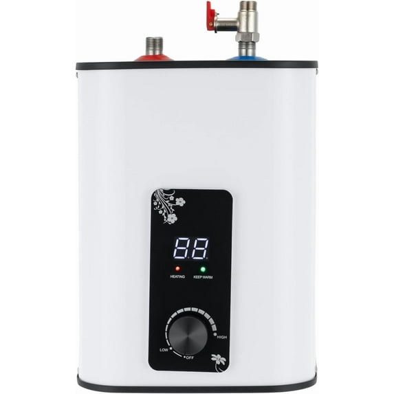 Electric Tank Water Heater, 8L Tank Water Heater for Point of Use Instant Hot Water 1500W Plugin to Use, Wall or Floor Mounted