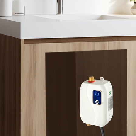 Electric Tankless Water Heater 110V 3000W stainless steel On Demand Hot Water 20-50℃ Eco White 4.6*2.8*6.3in