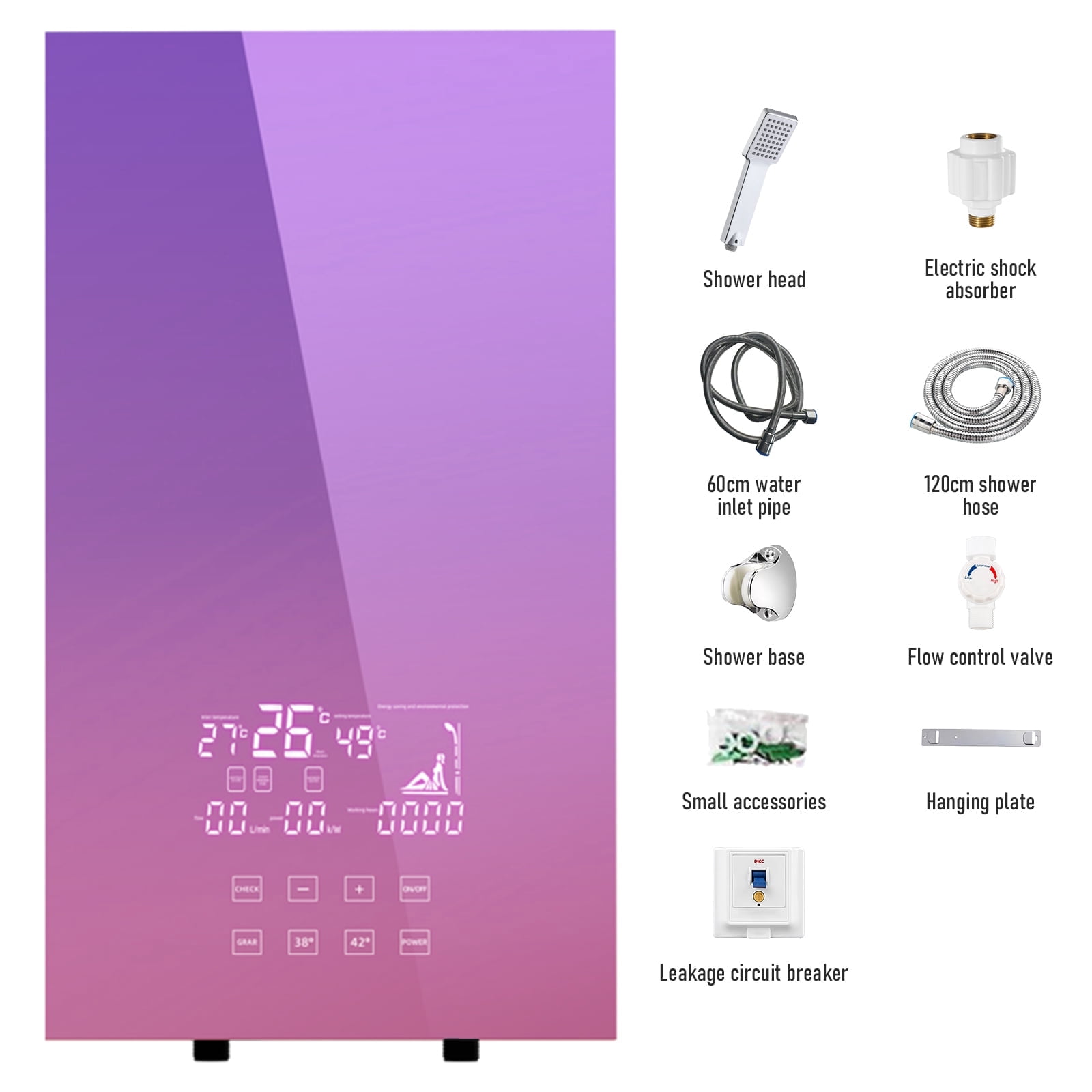 Electric Tankless Water Heater, 6000W 110V Instant Hot On Demand Residential Electric Water Heater with LED Temperature Display for Kitchen rv Whole House Shower Sink