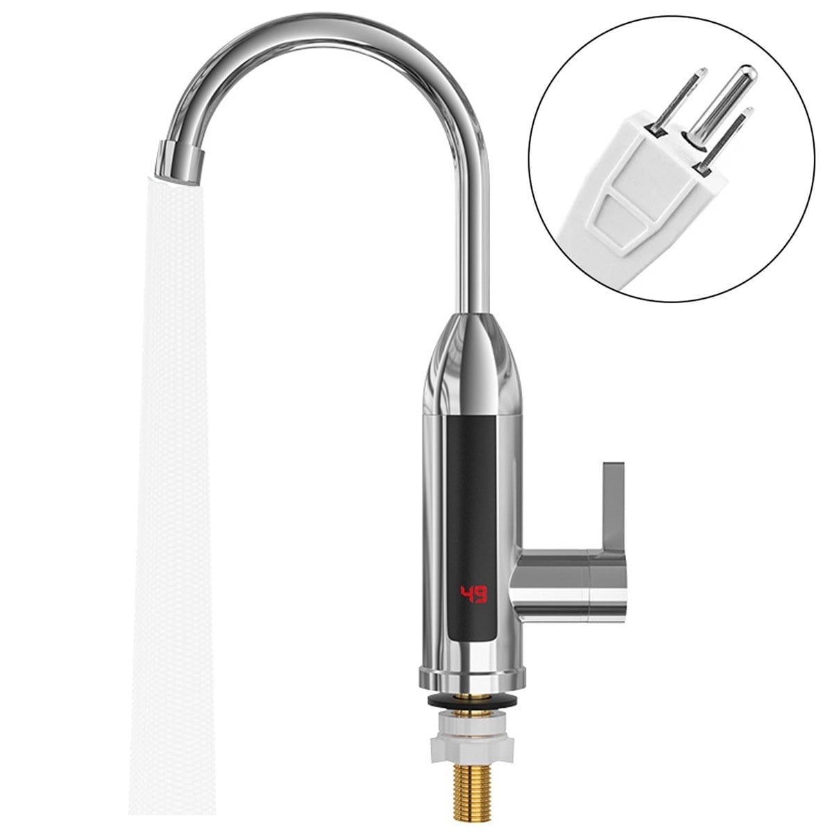 Electric Tankless Water Heater Faucet, 110V Instant Hot Water with Temperature Display for Kitchen and Bathroom ,Silver