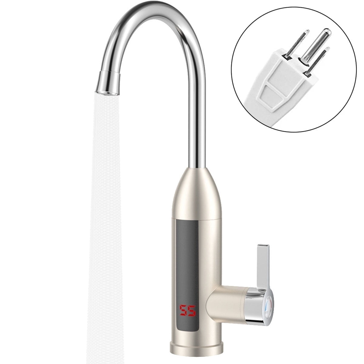 Electric Tankless Water Heater Faucet, 110V Instant Hot Water with Temperature Display for Kitchen and Bathroom Sink,Rose Gold
