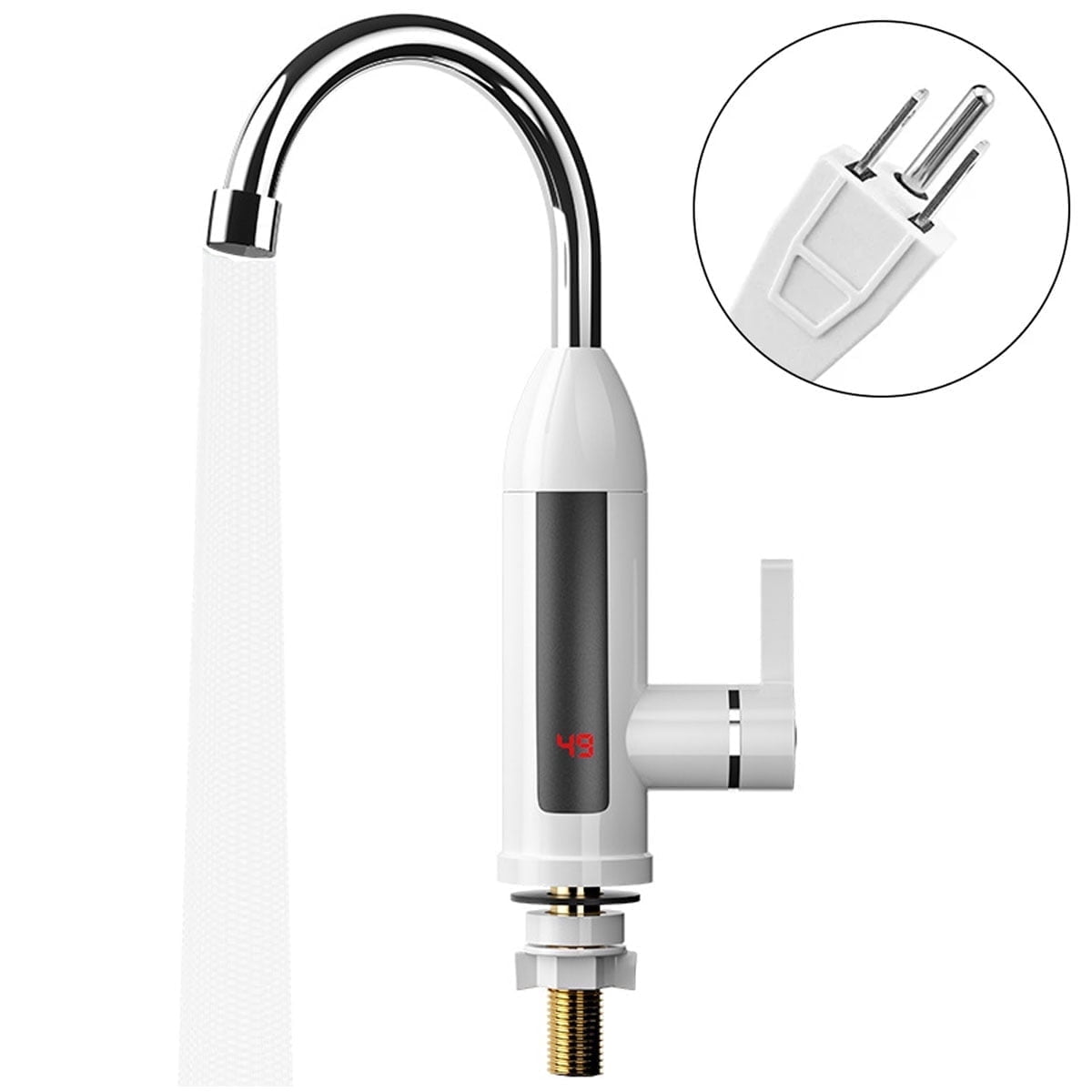 Electric Tankless Water Heater Faucet, 110V Instant Hot Water with Temperature Display for Kitchen and Bathroom Sink,White