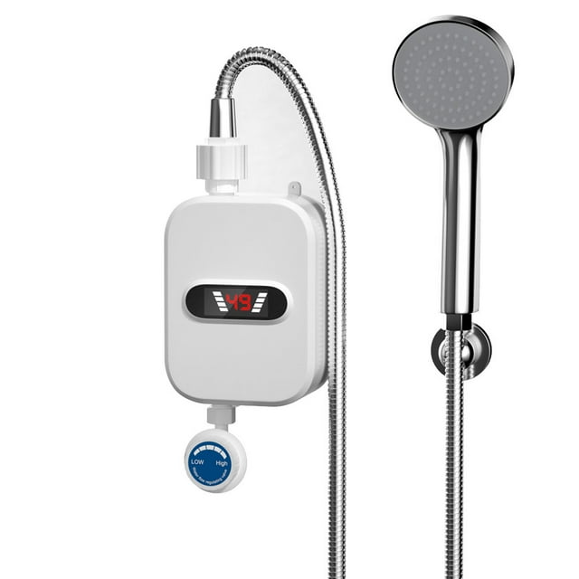 Electric Tankless Water Heater Shower Head Set, 3500W Instant Hot Water