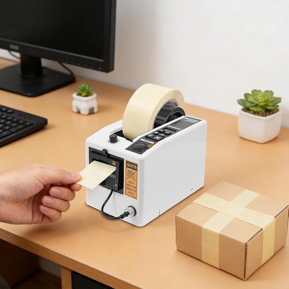 Electric Tape Cutting Machine M1000, Automatic Tape Dispenser with Adjustable Length 0.79-39.33in, Electric Tape Cutter for Packing/Wrapping, Memory Setting & Manual/Auto Modes, Tabletop