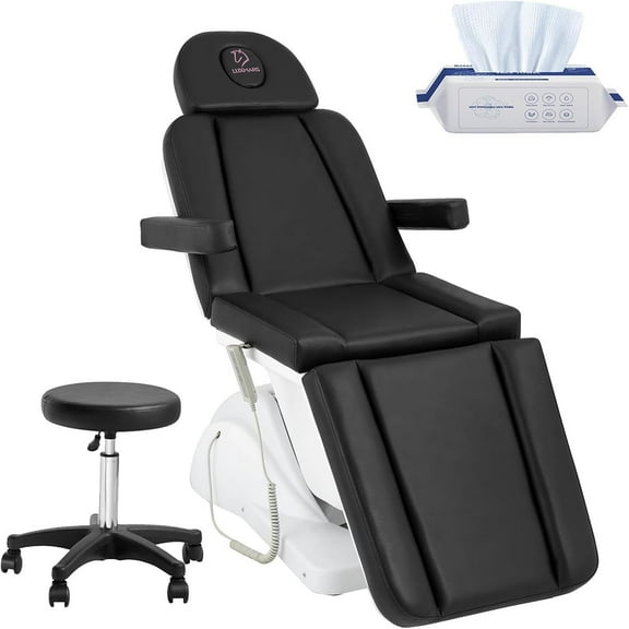 Electric Tattoo Chair Height Adjustable Facial Chair Electric Adjustable Angle Lash Bed With Hydraulic Stool Equipment Massage Chair With 3 Adjustable Electrical Motors