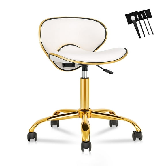 Ergonomic Saddle Stool Salon Stool with Backrest - Hydraulic Adjustable Rolling Office Chair, Soft Cushion & Wheels for Home, Dental, Tattoo Salon