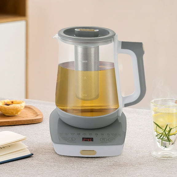 Electric Tea Kettle, 1.8L Glass Tea Maker with 304 Stainless Steel Filter, 12 Preset Functions and Digital Display for Home and Office Use