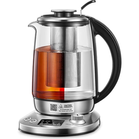 Electric Tea Kettle, 9 Temperature Control Presets Glass Kettle, 1200W Tea Pot with Removable Infuser, 2 Hours Keep Warm, 1.7 Liter Electric Kettles, Borosilicate Glass & Stainless Steel