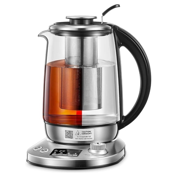 Electric Tea Kettle, 9 Temperature Control Presets Glass Kettle, 1200W Tea Pot with Removable Infuser, 2 Hours Keep Warm, 1.7 Liter Electric Kettles, Borosilicate Glass & Stainless Steel