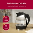 thumbnail image 1 of Electric Tea Kettle for Boiling Water, 1500W SpeedBoil with Automatic Shutoff, 1.8L Cordless with LED Light, Borosilicate Glass Tea Kettle Pot Water Heater, 1 of 5