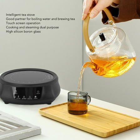 Electric Tea Kettle  Hot Plate, 800W Power, Auto,Shutoff, 1,180 Min Timer, Versatile Brewing