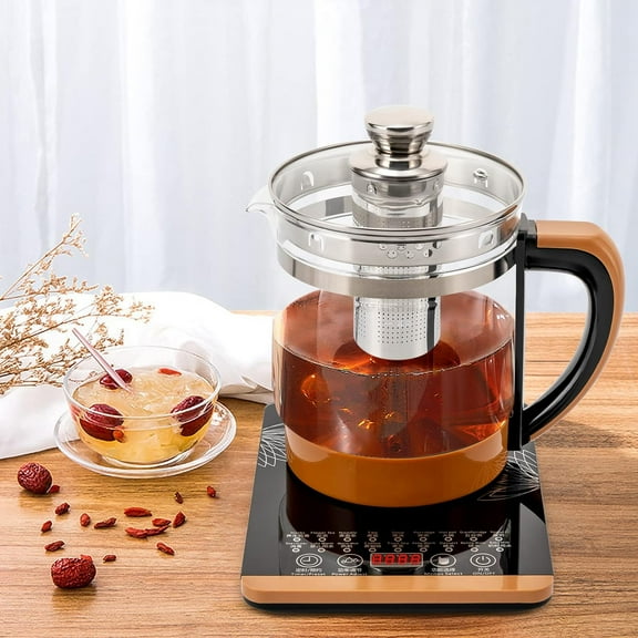 Electric Tea Kettle, Household 1.8L 800W Food-grade Glass Kettle Health Pot Tea Maker W/Filter+ Digital Heating Base For Health Medicine Meals, Scented Tea, Coffee, Soup, Hot Pot, Boiled Aggs