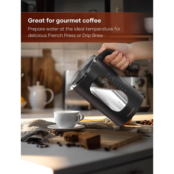 Electric Tea Kettle, INTASTING Glass Electric Kettle with tea Infuser and Precise knob temperature control, 1200W Fast Heating, BPA-Free, Easy to Clean, for Tea and coffee, 1 Liter (Dark Gray)