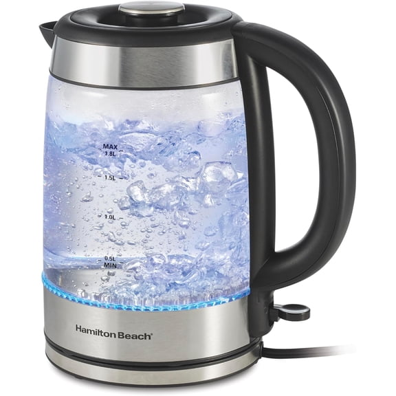 Electric Tea Kettle, Water Boiler & Heater, 1.8 Liter, Cordless Serving, 1500 Watts for Fast Boiling, Auto-Shutoff and Boil-Dry Protection, Easy-View Glass (40853C)
