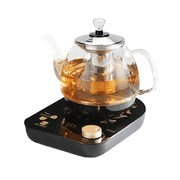 Electric Tea Maker with Infuser,  1  Precise Temperature Control, Glass Electric Kettle for Herbal,Flowers,Fruit Tea and Loose Leaf,BPA-Free,Auto Shut-Off,Brewing Program,Keep Warm,0.8L/27oz Black
