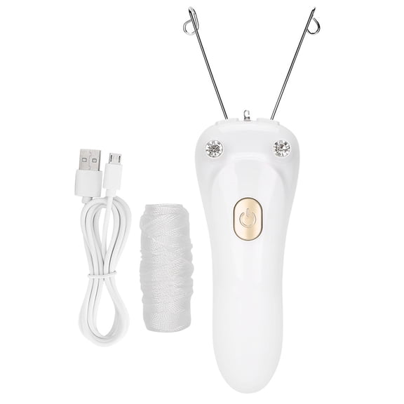 Electric Threading Epilator for Face and Body - USB Rechargeable Painless Hair Remover (Gold)