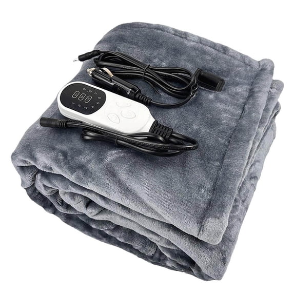 Electric Throw Blanket 12V Heated Blanket for Car Plug in Heating Throw Flannel 39x30" Small Electric Car Blankets with Timer 9 Fast Heating Modes Travel Portable Heated Throw Blanket