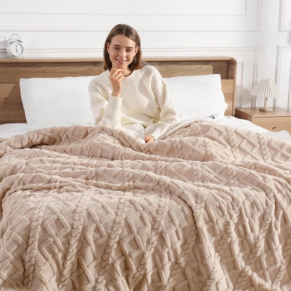 Electric Throw Blanket Heated Throw - Wheat Pattern Flannel & Sherpa Heated Lap Blanket with Heat Settings & -Hour Auto Shut-Off, Machine Washable Home Use,