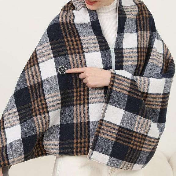 Electric Throw Blanket Wearable Poncho with USB Power 3 Level Heating Fast Warm Up Machine Washable Soft Polyester Heated Shawl Wrap for Indoor Use at Home in Office or Car 56.3 * 28.35 Inch